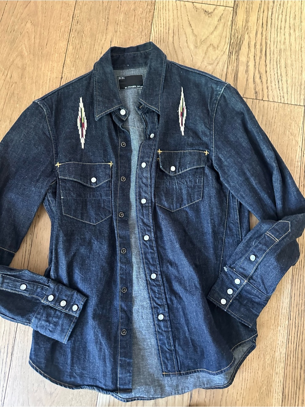 Number (N)ine embroidered denim western shirt